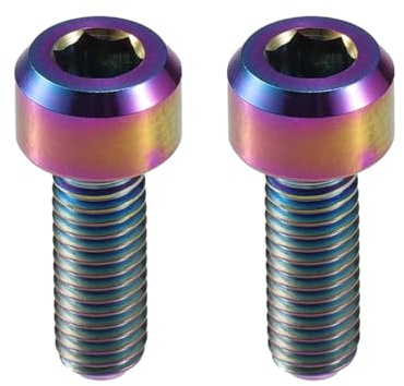 A ABSOPRO Tornillos De Tija Y Desviador M5X14Mm Multicolor 2 Uds para Bici | Para Bicicleta, Aleación De Titanio, M5X14Mm, Tamaño De Rosca M5X0.8, Cabeza 5X8.4Mm