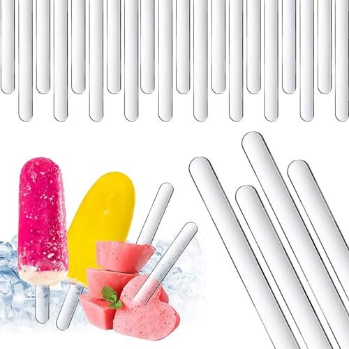 Sticks Eisstange Acryl, Eisstiele Wiederverwendbare Keine scharfen Kanten, DIY Basteln Eisstäbchen, Umrühren Eisstäbchen 11.5 cm, für Selbstmacheis EIS Popsicle Kuchen (100)