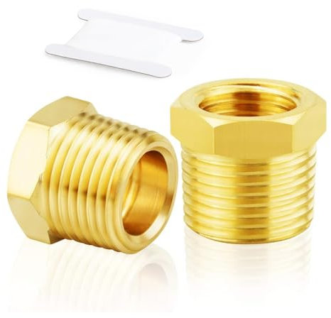 TAILONZ PNEUMATIC Raccord fileté en laiton pour tuyau 3/8 pouce BSP mâle x 1/2 pouce BSP femelle Adaptateur à douille hexagonale （2Pcs）
