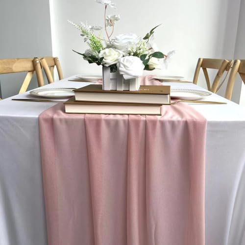 onefitow Nappe transparente en mousseline de soie pour fête d'anniversaire, Thanksgiving, fête prénatale, mariage (rose vif) 30 x 120 cm