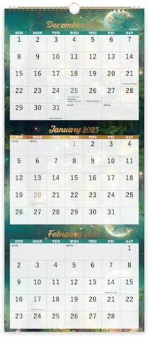 Calendar 2026-2027 - 3 Month Wall Calendar Vertical Display (Folded in a Month), April 2026 - July 2027, 11 x 26, 3 Month Calendar, 2026-2027 Wall Calendar with Thick Paper, To-do & Notes - Green