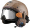 Motorradhelm Bluetooth Jethelm mit Schutzbrille Retro Pilotenhelm Qualität nach ECE-Norm Roller-Helm für Frauen und Herren im Vintage-Look, Motorrad-Helm mit Schutzbrille(6,L=59-60CM)