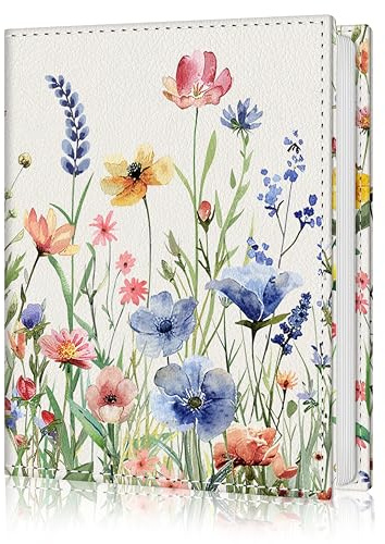 Lebrocoli Photo Album 4x6, 56 Pockets Small Picture Book Botanical Wild Flowers, Personalized Large Capacity Mini PU Leather Picture Album Gift for Family Graduation Wedding Travel