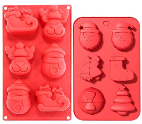 YXHZVON Moule à chocolat de Noël, 2 Pièces Moule Tablette Chocolat Profond, Moule en Silicone de Noël Convient pour Gâteaux Chocolat Gelée Bonbons Biscuits