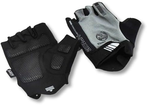 Six Peaks Fahrradhandschuhe für Erwachsene, leicht, atmungsaktiv, Halbfinger, gepolstert, rutschfest, Grau/Schwarz, L