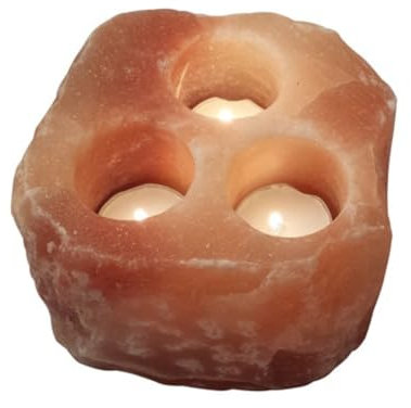 Himalaya-Kristall-Mineralsalz-Teelichthalter, 3 Löcher, ca. 7,6 cm hoch x 15,2 x 20,3 cm, 2,5 kg