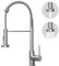 BESy Brushed Nickel Kitchen Sink Tap, 2 Function Kitchen Sink Mixer Taps with Pull Out Spray, Brass High-Arc 360° Swivel Single Handle Spring Rv Taps