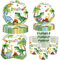 Aitsite Lot de 50 assiettes de fête d'anniversaire pour 10 invités Motif dinosaures Peinture à l'huile Décoration de fête d'anniversaire pour 10 invités