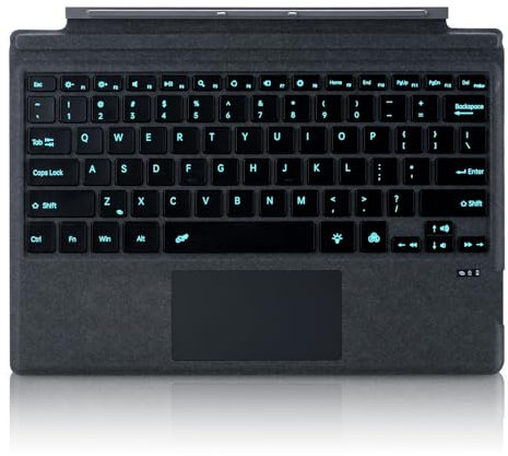 Seagtigau Keyboard Type Cover for Microsoft Surface Pro 7+ Pro 7 Pro 6 Pro 5 Pro4 Pro3, 12.3 inch, Ultra-Slim Bluetooth Multi-Touchpad Mouse Rechargeable, 7-Color LED Backlit (Charcoal with Backlit)