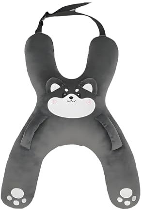 Wcybym Kinderwagen-Schlafkissen, Reisehalsruhe, H-förmiges weiches Kissen, atmungsaktives und ergonomisches Design, kompaktes Plüschstil für Autositz, Roadtrip, Outdoor-Reisen, Mädchen, Kinder