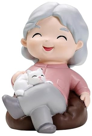 VALICLUD Oma Figur Aus Harz 6X5X6.5Cm Sofa Großmutter Stil Dekoration Für Hochzeitstag Party Und Zuhause Kuchen Schlafzimmer Deko Seniorenfigur