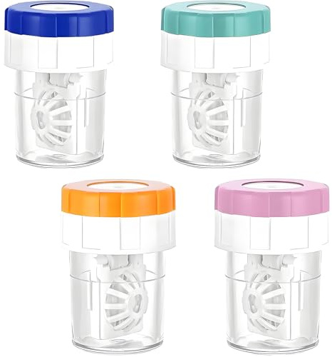 4 contenitori per lenti a contatto, detergente manuale per lenti a contatto, contenitore per lenti a contatto, contenitore per lenti a contatto con catalizzatore, contenitore per lenti a contatto per