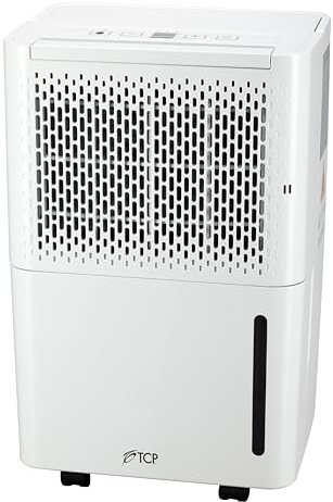 TCP 6L Portable Dehumidifier, Ultra-Quiet with 2.1L Water Tank, Continuous Drainage, 24h Timer, Full Tank Warning & Digital Display, White – Ideal for Smaller Rooms