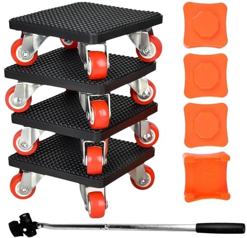 JDHUIOO Furniture Sliders 9 Packs, Heavy Duty Furniture Mover, 360° Rotation Wheels Furniture Dolly with Lifter and 4 Sliders, Heavy Duty Furniture Lifter Mover Tool Set for Refrigerator Sofa Cabinet