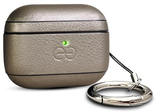 Funda Dreem de Piel Vegana para AirPods Pro 3, con mosquetón para Llavero, para Apple AirPods Pro 3, Piel + Carcasa Protectora, Compatible con MagSafe, con Efecto de Movimiento [Om:Metal]