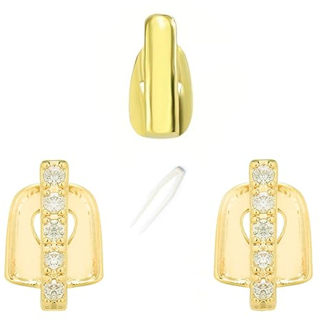 Grillz Diamant, Kucheed Ensembles de Calottes Dentaires Brillantes, Bijoux de Dents Hip-hop Plaqués or 18 Carats, Décorations Dentaires Tendance pour Soirée Costumée de Rappeur