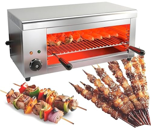 Salamandre De Cuisine Professionnelle Gril Salamandre Multifonction En Acier Inoxydable 2000 W Grill Électrique Avec Ramasse-miettes Amovible Pour Steaks Et Fromages, Montage Mural Ou Sur Pied
