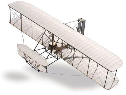 Flat River Group Guillow's 1903 Wright Brother Flyer Laser Cut Model Kit | Build 'N Show 1:20 Scale Replica with 24.2 Wingspan, Precision Tissue Covering, Display Stand and Plaque