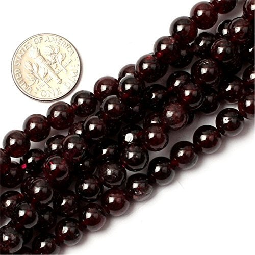 Sweet & Happy Girl's Store mit Facetten, rund, 4 mm, Stein: Granat, Perlen, Rosenkranz, Perlen, für Schmuck, 15 Zoll, 6 mm, Granat, Granat