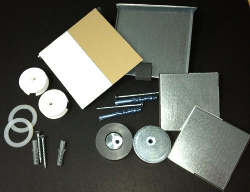 Art & More Spiegelaufhänger, Profi-Spiegelmontageset - bis 12 kg ! SCHNELLES KLEBEN MIT VERKÜRZTER WARTEZEIT ! Klebebleche im Komplettset ! Mit zusätzl. Magnetfixierung