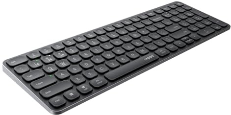 Rapoo E9350L Multi-Device Wireless Keyboard, Blade-Series 99-Key Ultra-Thin 2.4GHz Bluetooth Computer Keyboard with Number Pad for PC Laptop, Quiet, USB-C, Rechargeable, for Windows/Mac/Linux/Chrome