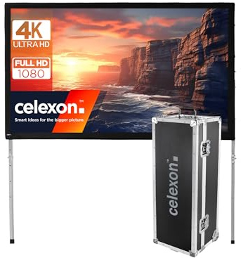 celexon Mobil Expert Rückprojektion Falt-Rahmen-Leinwand 190 | 406x254 cm 16:10 | transportable 4K, Full-HD Projektionsfläche mit Standgerüst für Ihren Outdoor- & Heimkino-Beamer | inkl. Roll-Koffer