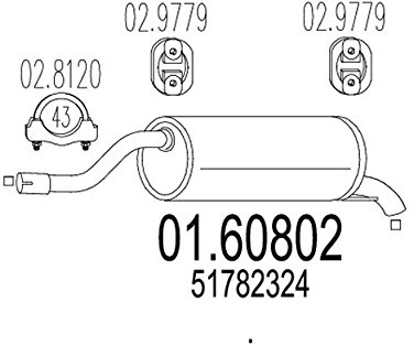 MTS 01.60802 Endschalldämpfer Endtopf 1120mm 6,05kg