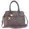 Catwalk Collection Handbags - Damen Leder Schultertasche - Umhängetasche Groß - Tote Bag - Handtasche - Abnehmbarer Schultergurt - VICTORIA - Grau