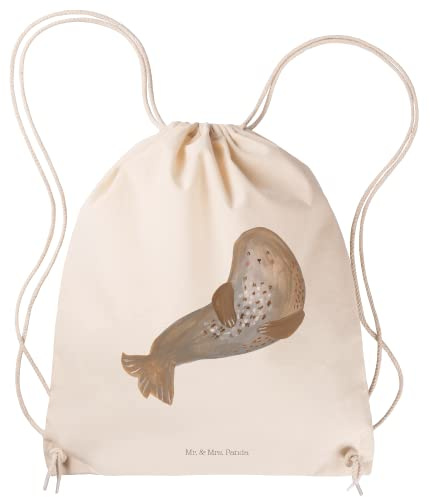 Mr. & Mrs. Panda Stoffbeutel Robbe Lachen - Geschenk, wander rucksack, Sportbeutel, Beutel, Seehund, gym tasche, stoff, Ostsee, Strand, Lustige Sprüche, Robben, Meerestier, Nordsee, Turnbeutel