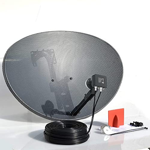 SSL Satellites 80CM Zone 2 Freesat HDR Satellite Dish DIY Self Installation Kit, Latest Dish with Quad LNB, 10 Meter Twin Black Coax Cable, All necessary Brackets, Bolts and SATELLITE FINDER