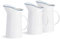 Nicola Spring Farmhouse Water Jug - 3 Pack 1L White Porcelain Rustic Pitcher with Blue Rim - Country Cottage Style Milk Jug, Juice Pitcher, Flower Vase - Vintage Decorative Tableware - Dishwasher Safe