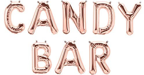 XXL Folien-Ballons Candy-BAR rosé-Gold Buchstaben-Girlande Luft-Ballons Schriftzug Höhe 35cm Hochzeits-Deko-Ration Zubehör Accessoires Candy-Bar Hochzeit Geburtstags-s-Feier