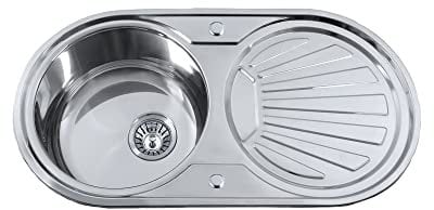 Edesa | Fregadero Sobre Encimera | Modelo K2 SE 84 1C1E REVERSIBLE | Fregadero de Encastre | 1 Cubeta Redonda | Fregadero de Cocina con Ecurridor |Con Orificio para Grifo | Ancho de 45 cm