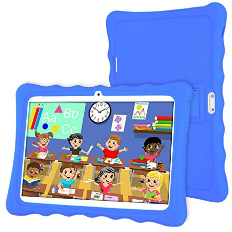 Tableta 10 Pulgadas,LAMZIEN Android 8.1 Tablet Infantil,2GB RAM y 32GB ROM,Quad-Core 1.8Ghz,3G Dual-Sim,WiFi, Bluetooth,Cámara Dual,Google Play,Juegos Educativos,Azul
