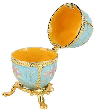 Hztyyier Ei Schmuckschatulle, 2 Zoll Vintage emailliert hellblau Ei für Schmuck Schmuck Halter Box oder Hauptdekoration