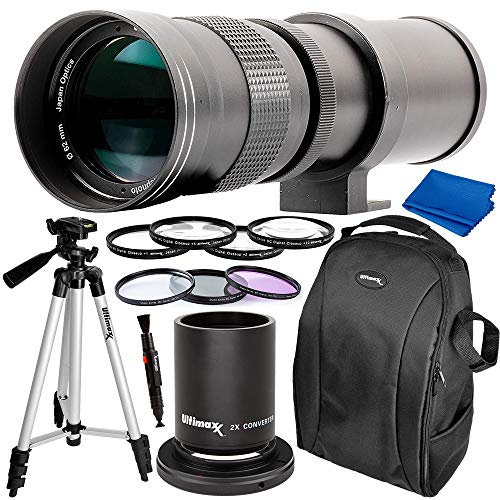 Ultimaxx Kit de objetivo de montaje en T para Nikon D7500, D500, D600, D610, D700, D700, D750, D850, D810, D850, D3100, D3200 y f/800 mm (con convertidor de 840-1600 mm) 0, D33 00, D3400, D5100.
