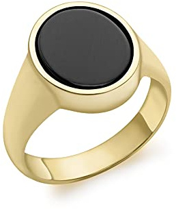CARISSIMA Unisex-Siegelring oval Onyx Gelbgold 9kt 12x13,5mm Größe 62