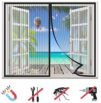 Zanzariera Magnetica Finestra, Rete Tenda Anti-Zanzare Porta Auto Chiusura, Facile da Installare, Per Corrido Porta Finestra-Black-A|| 47x55inch(120x140cm)