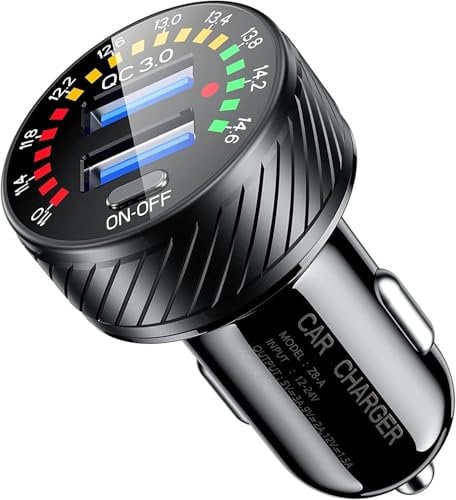 KEWIG - Caricabatteria da auto USB per doppia porta QC3.0, adattatore per caricabatteria da auto, ricarica rapida da 36 W/3 A, adatto per iPhone 12/11 Pro/Max/8, Galaxy S21/20/10/9