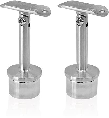 Handlaufstütze Handlaufträger Geländerhalterung Edelstahl Handlaufstütze für Pfosten stellbar Ø33,7mm x 2 Stück