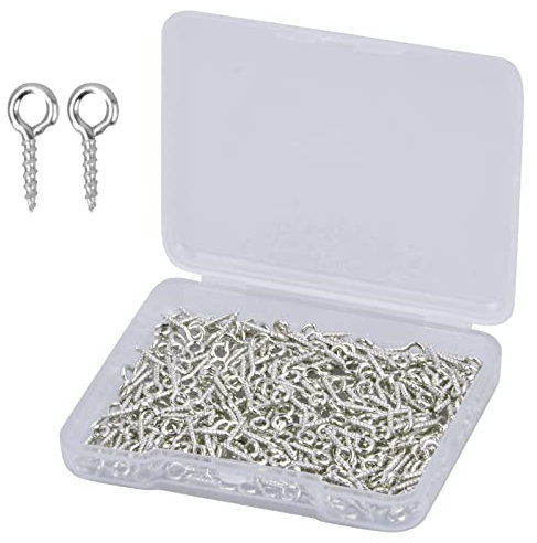 300 Stk Schraubösen, 10 mm Auge Schrauben, Mini Durch Haken, Ösenschrauben, Kleine Schrauben Ösen für DIY Bastelprojekte Schmuckherstellung Heimdekoration - Silber