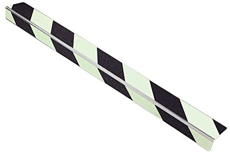 AnTina TAPES® Treppenkantenprofil Thin Line 5x60cm, nachleuchtend/schwarz | selbstklebend oder schraubbar, Antirutsch, Alu-Träger mit Antirutschbeschichtung· zertifizierte Rutschhemmung, robust