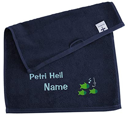 Herz & Heim® Handtuch für Angler, personalisiert, in 3 Größen Klein