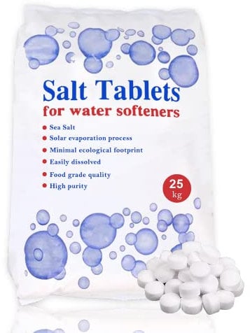 HSD 25 Kg Salt Tablets, water salt softener 25kg, Food Grade, Compatible to All water softener salt tablet Machines 100% Genuine British Salt Tablet, Tablet Salt of Premium Quality (1)