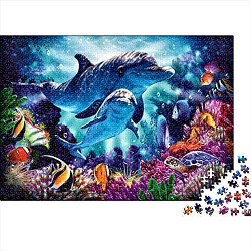 Puzzles für Erwachsene 1000 Teile Teenager schwierig Herausforderung Puzzles Familienspiele Lernspielzeug Puzzle Delfin - Tier 38x26cm