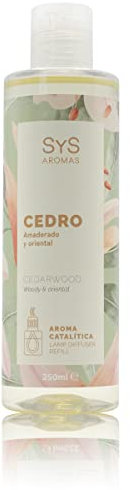 Aroma Lampara Catalitica 250ml Cedro SYS Aromas. Notas amaderadas y orientales con toques de Ambar. para su Uso en lampara catálitica del hogar.