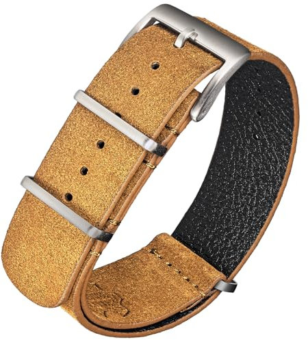 torbollo Wildlederarmband, Einteiliges Militärisches Uhrarmband Vintage Ton 18 20 22mm Ersatzuhrarmband für Männer Frauen