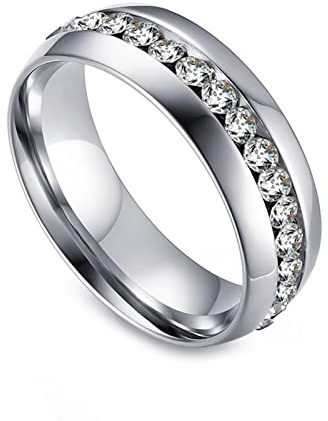 Ayoiow Ring Gothic Damen, Edelstahl Ringe für Damen 5 mm Zirkonia Freundschaftsringe Silber Gold