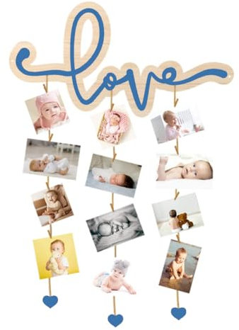 Pekiedo Cadre photo mural multiple porte-photos, y compris pinces et autocollant mural, photos personnalisées Wall Decor avec clip (Love)