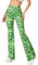 EVELUST Festival Flare Hosen Für Damen - 70er Jahre Outfit Hippie Kleidung Flower High Waist Breite Bein Flair Leggings Rave Disco Kostüm Palazzo Schlaghose Sommer Bell Bottom(Green, XS, 1040w)
